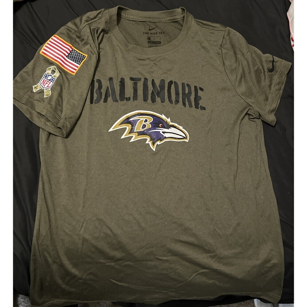 Nike Baltimore Ravens Salute to Service Shirt Mens Large Green Dri Fit Tee T